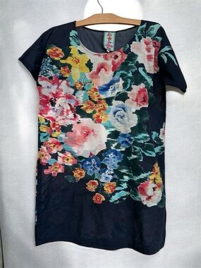 Johnny Was Multicolor Turquoise Floral Tunic Top Swim Cover M